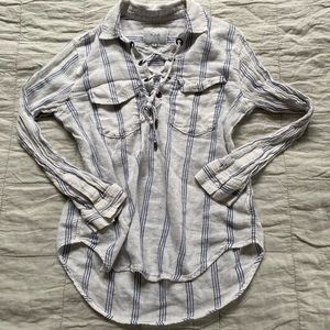 Rails white and blue striped summer shirt